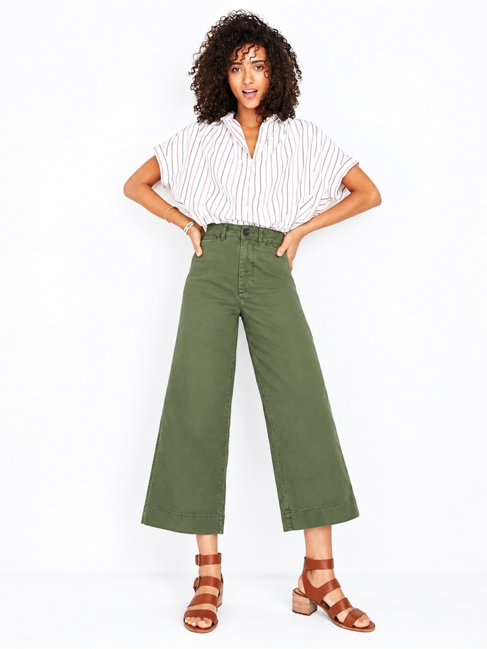 Madewell Emmett Wide-Leg Crop Pants Olive Green Women’s Size 23